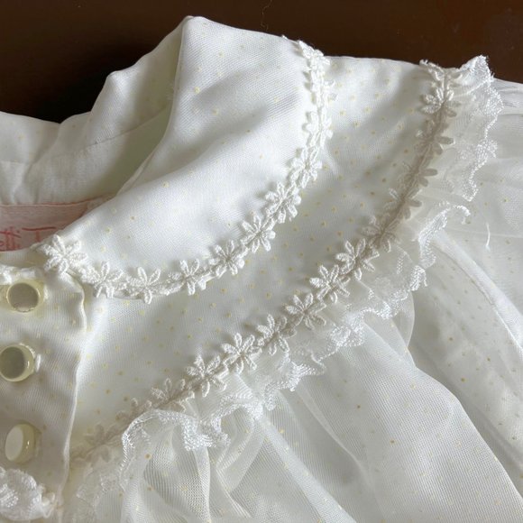 Baby White Nylon Floral Applique Christening Coat - Picture 4 of 12